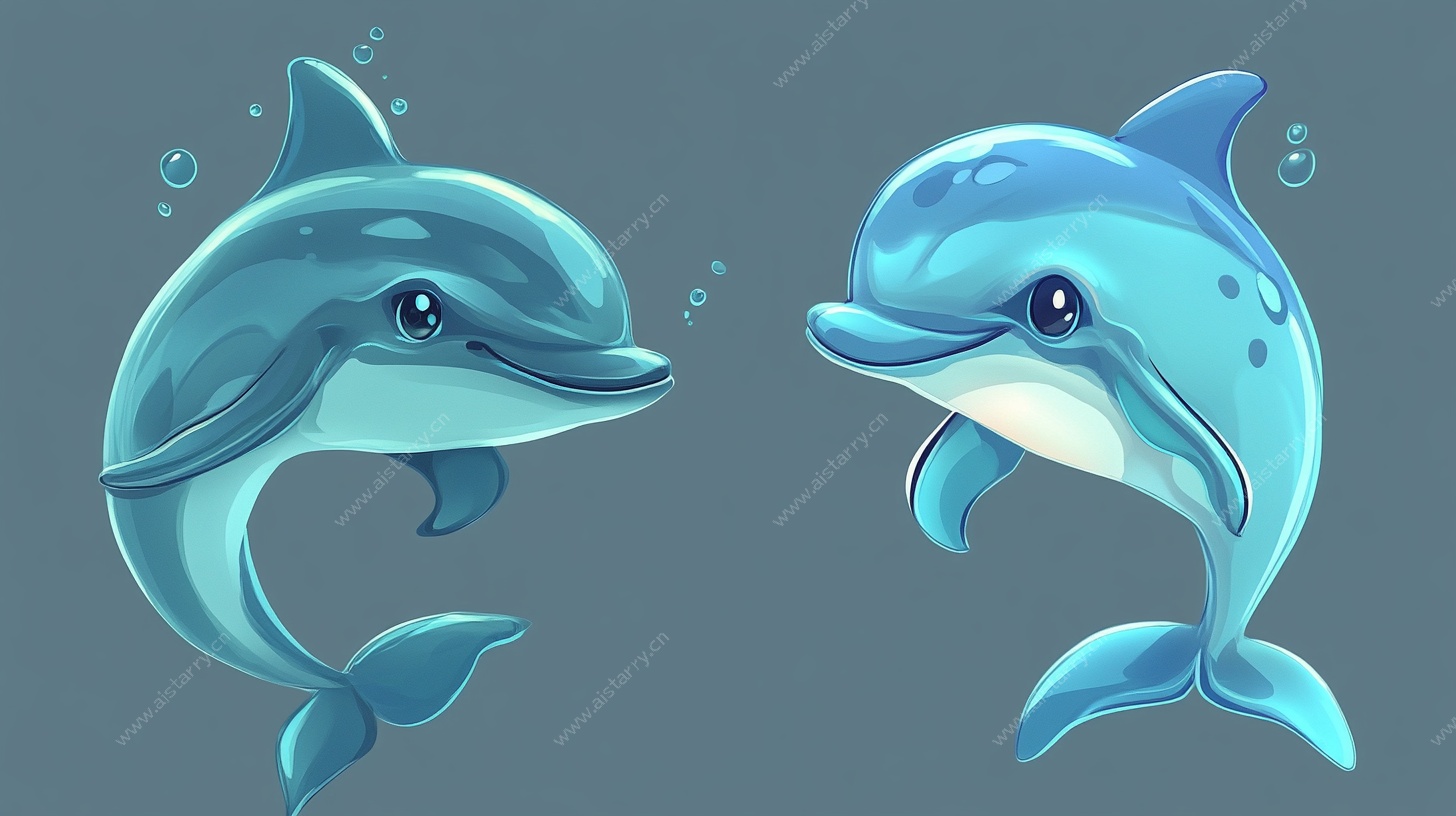 可爱双海豚卡通形象