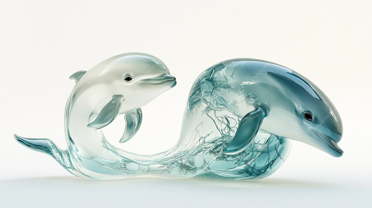 玻璃海豚雕塑艺术摆件