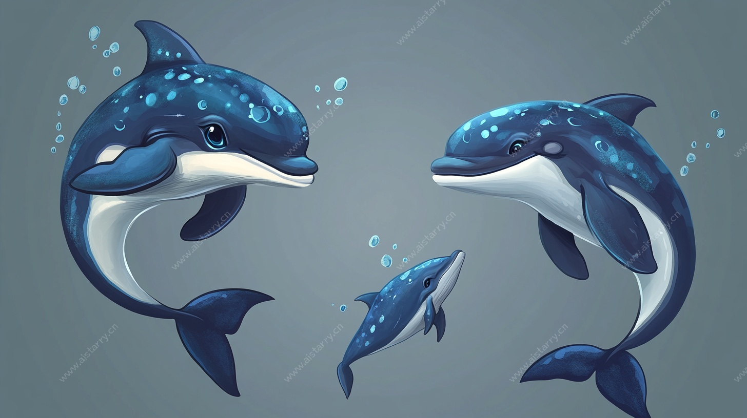 三只海豚的梦幻海洋画面