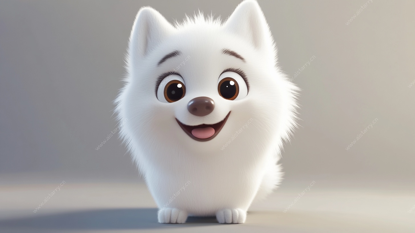 可爱微笑的白色卡通小狗