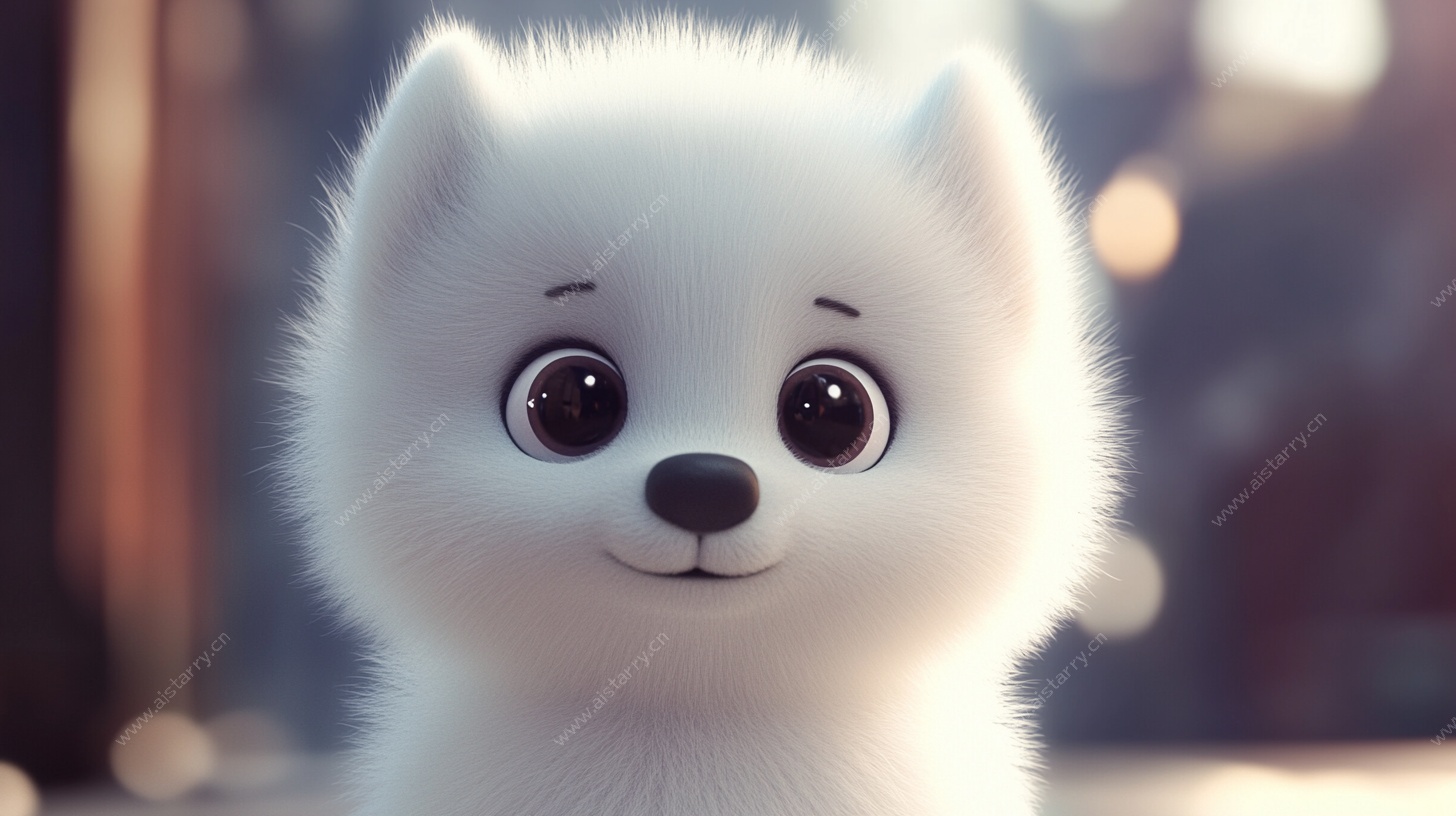 可爱白小狗的萌趣瞬间