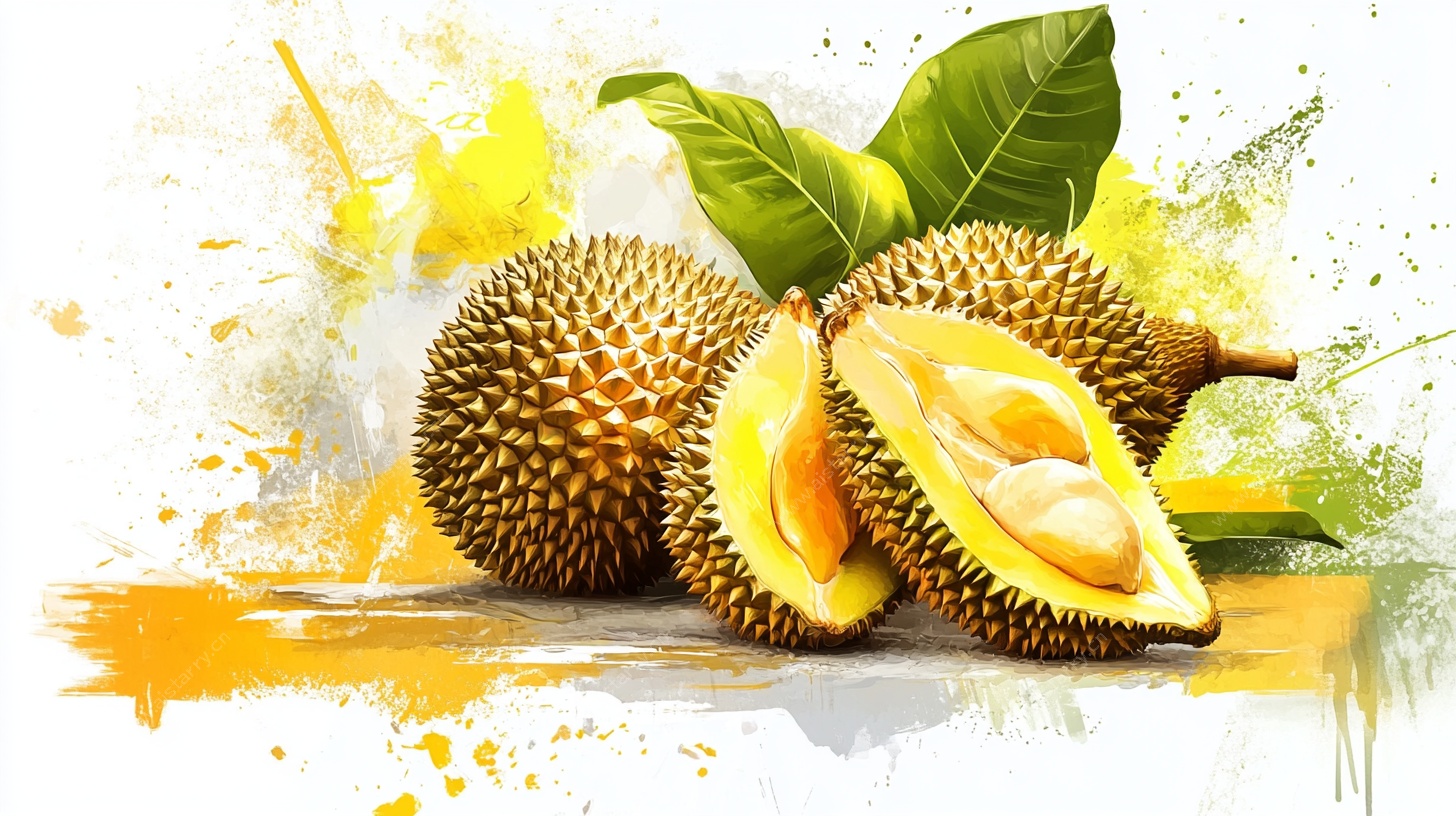 水彩风榴莲水果图