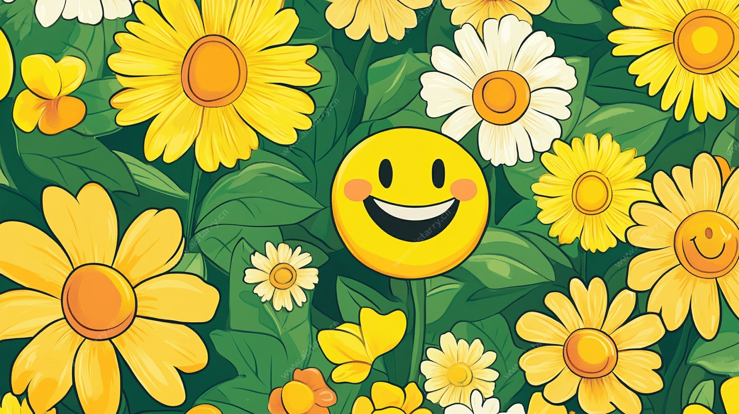 笑脸花朵插画