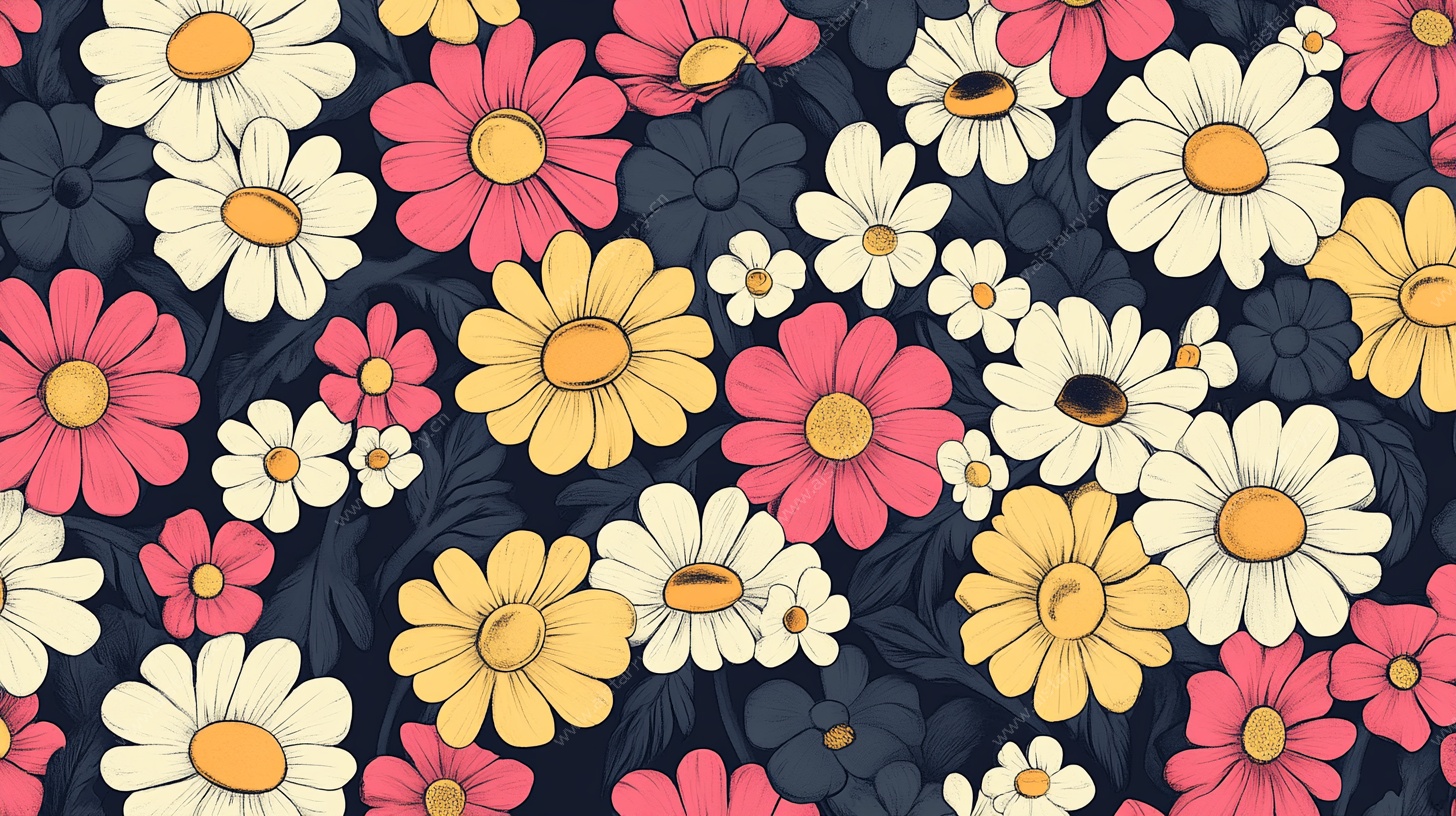 缤纷雏菊花卉图案背景