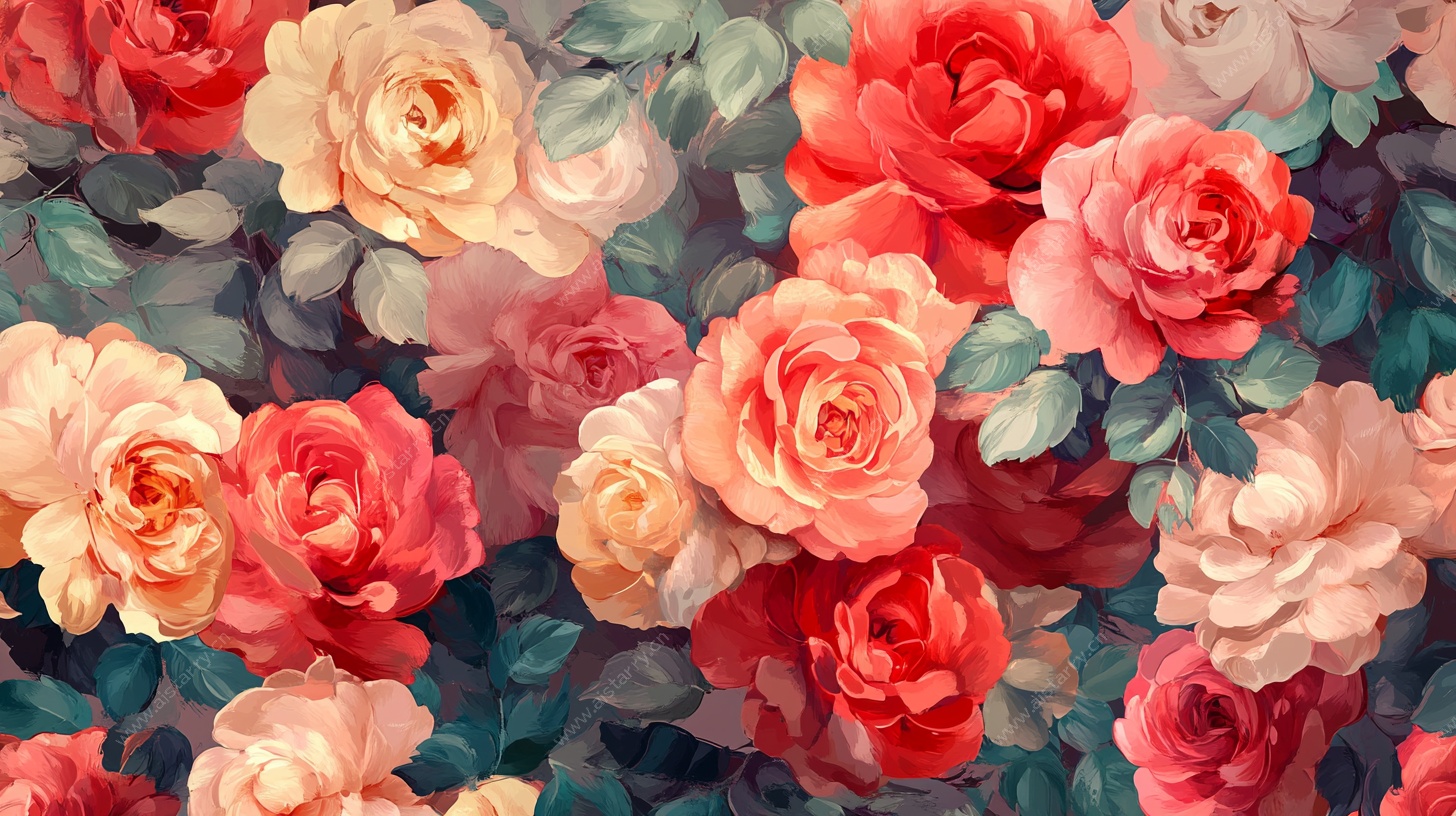 复古玫瑰花卉图案背景