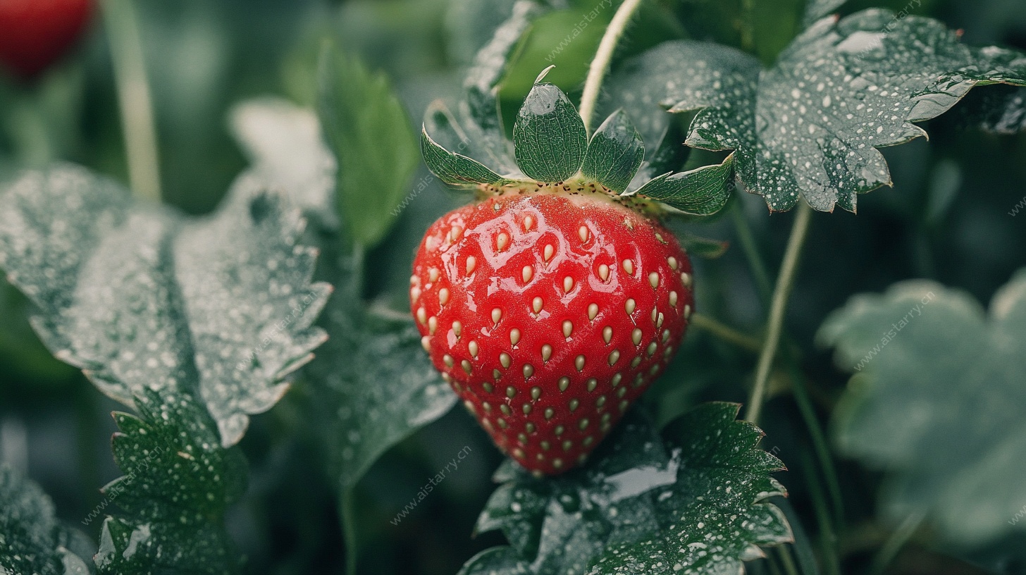 带露珠的鲜红草莓