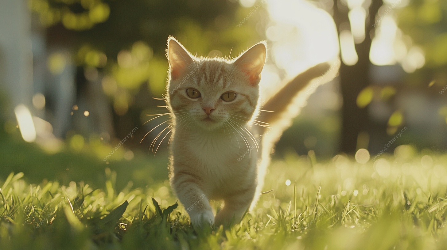 阳光下的奔跑小猫