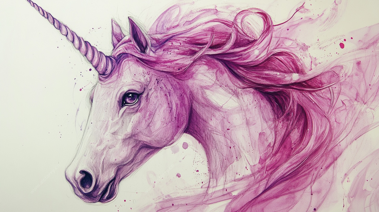 梦幻独角兽水彩艺术画