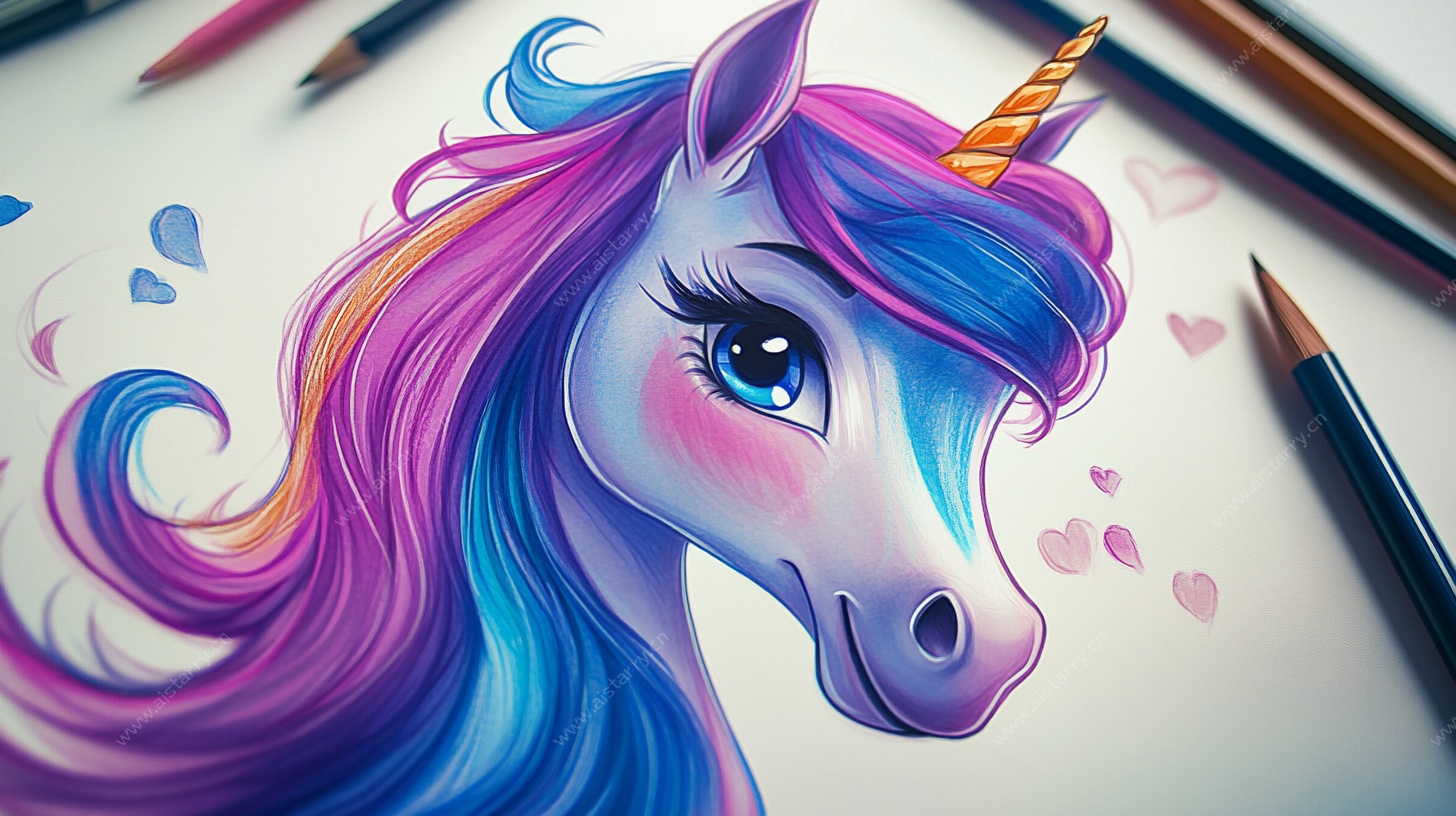 梦幻独角兽绘画素材