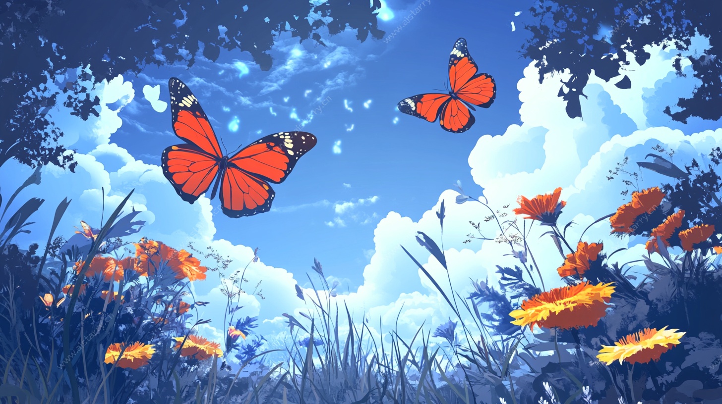 蝶舞花丛间梦幻景致