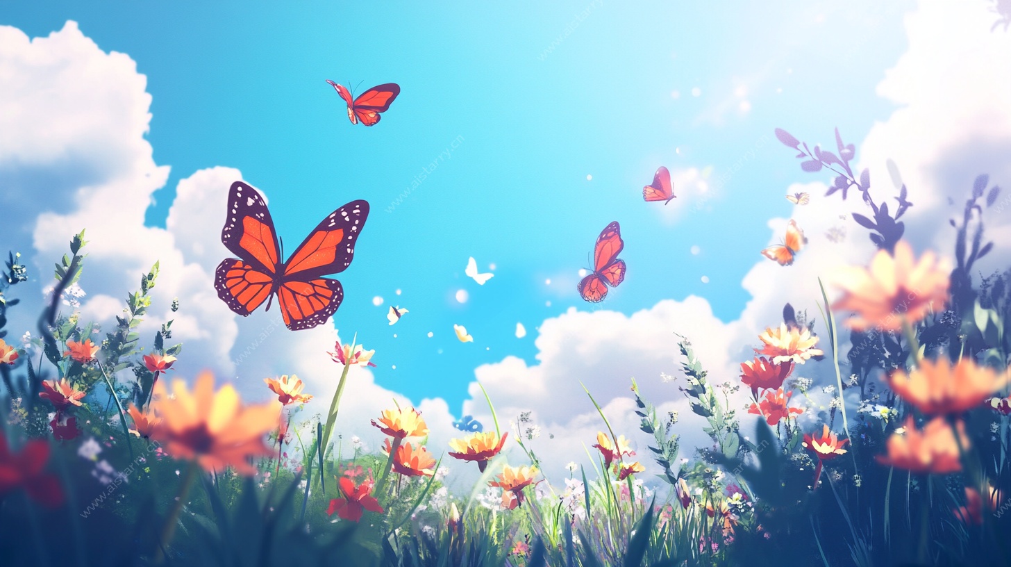 蝶舞花丛间的梦幻景致