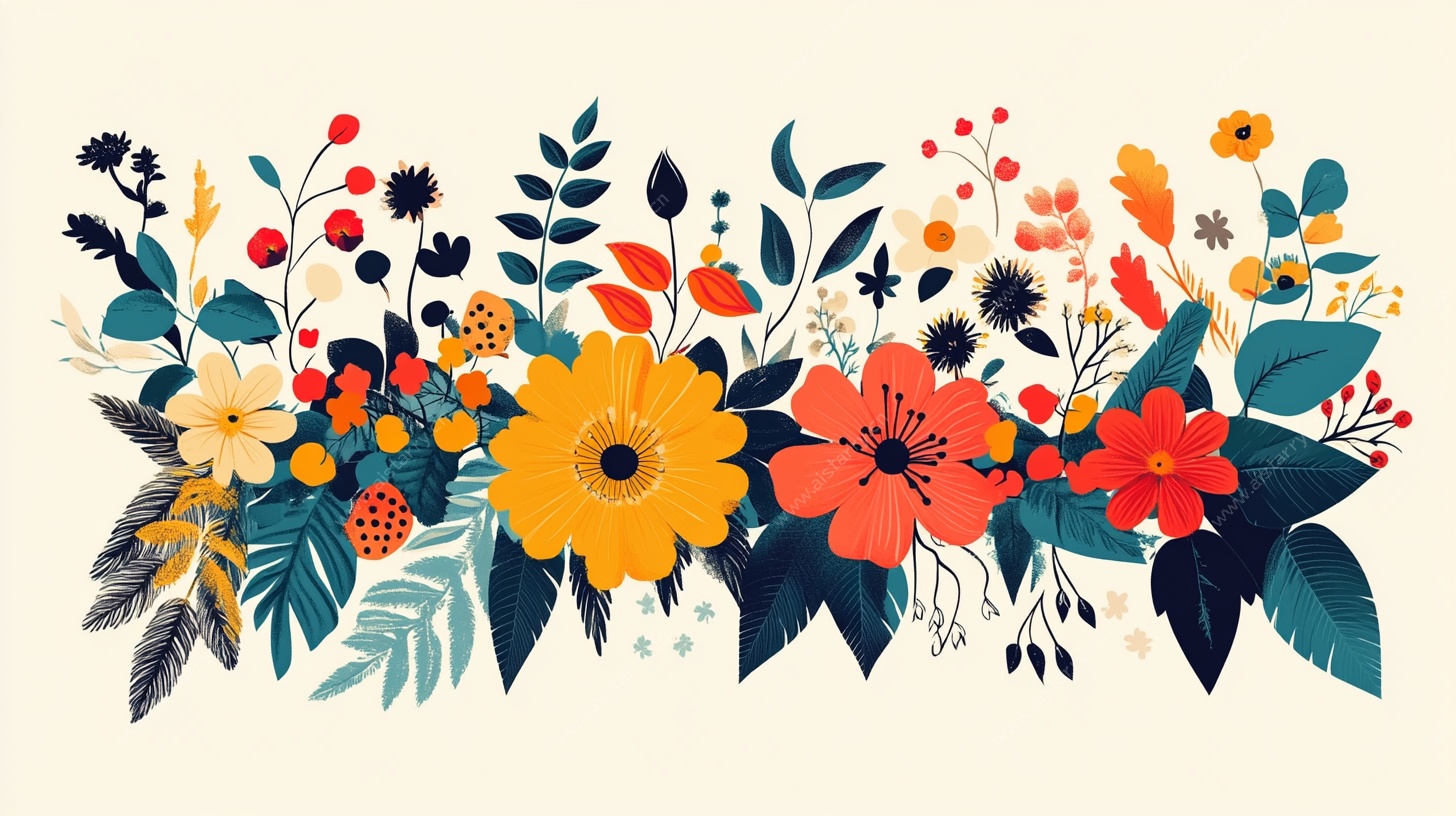 缤纷花卉装饰图案