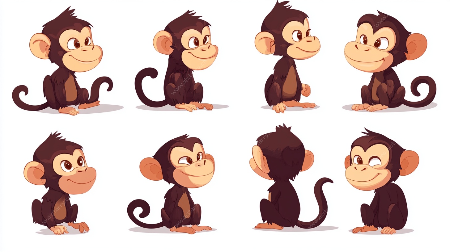 可爱小猴多样表情集合