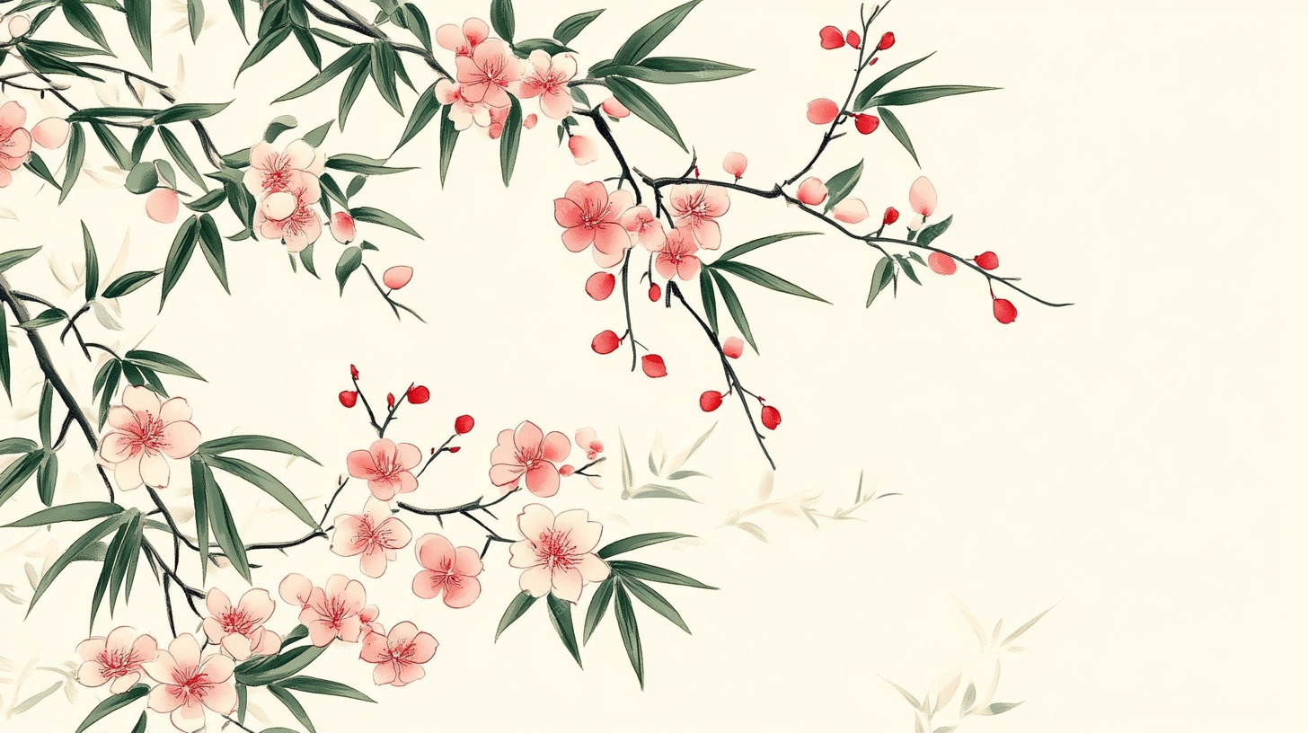 中式写意花卉插画