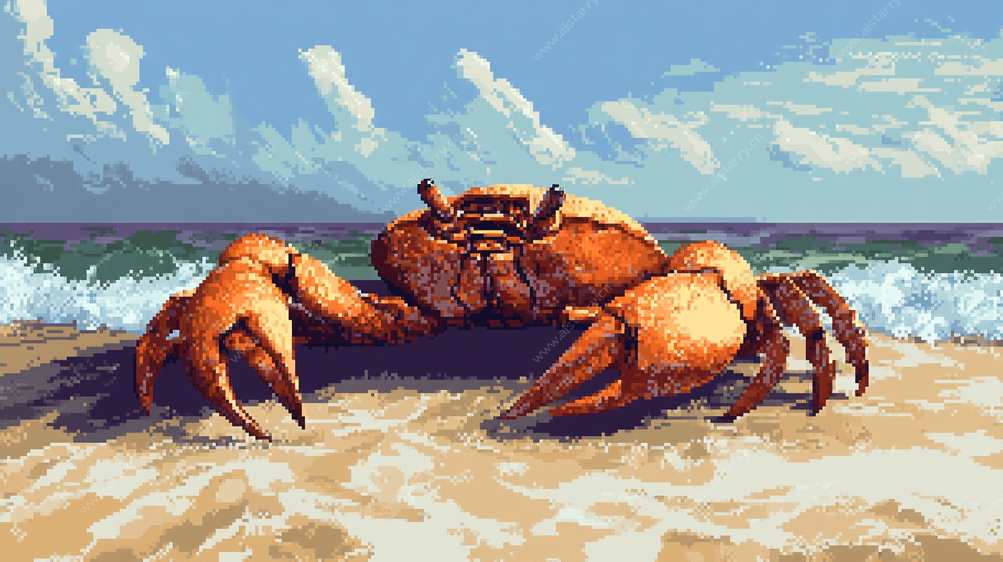 海滩上的大螃蟹插画