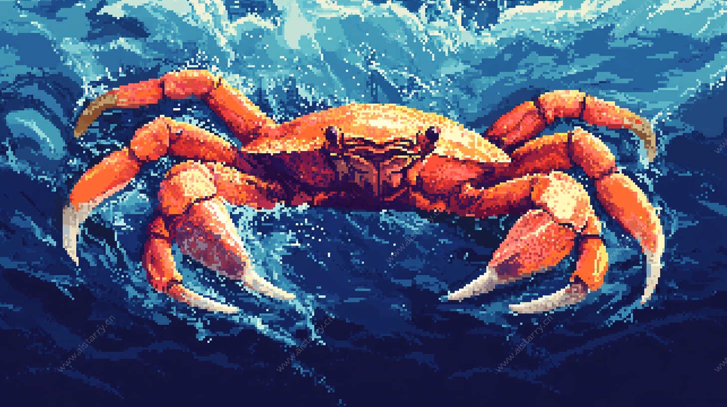 深海红蟹插画