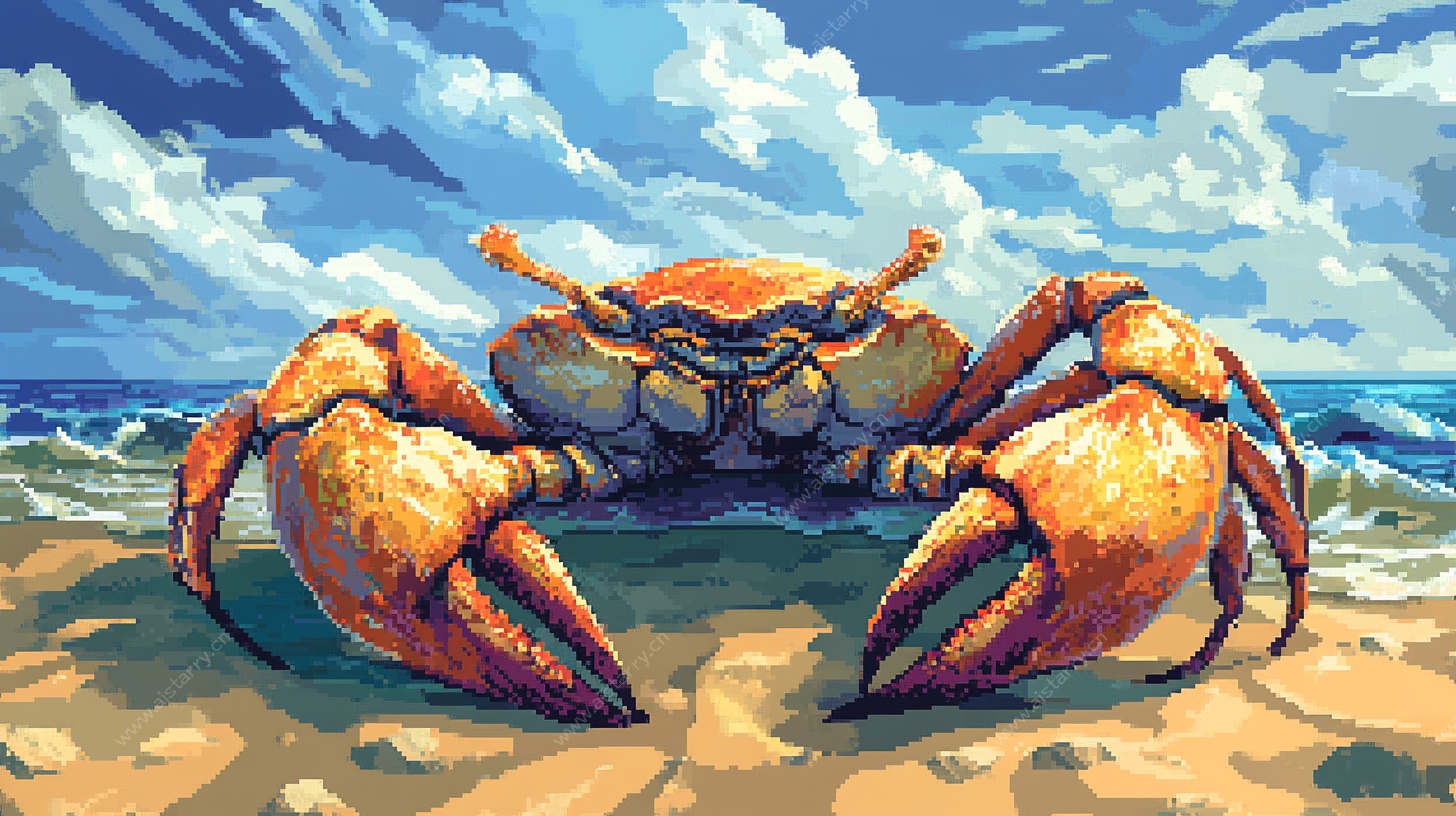 海滩上的大螃蟹插画
