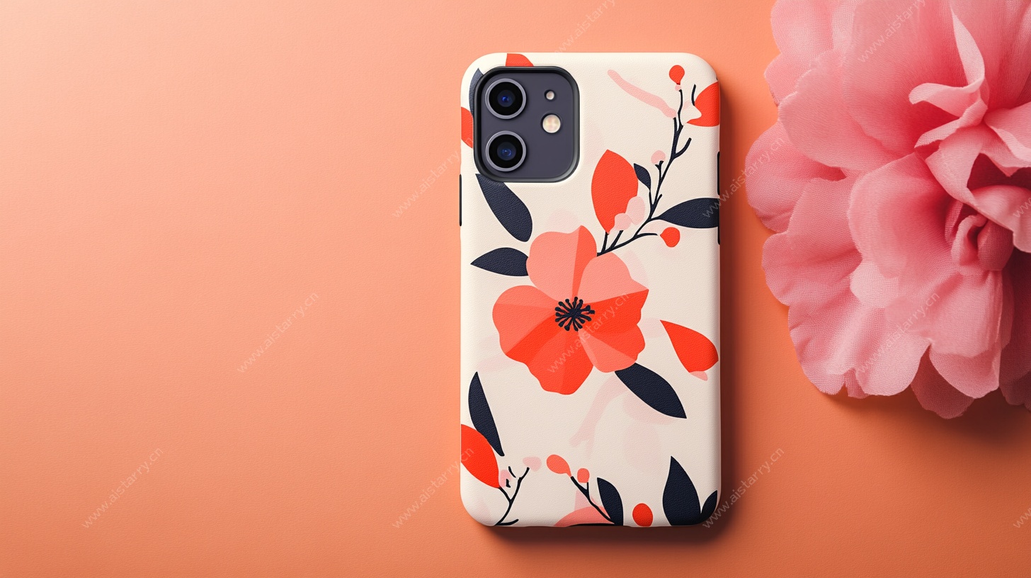 花卉图案手机壳特写