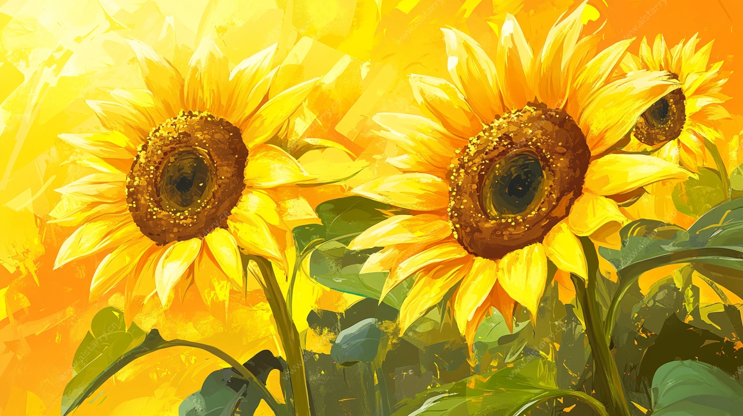 向日葵油画 灿烂向阳绽放