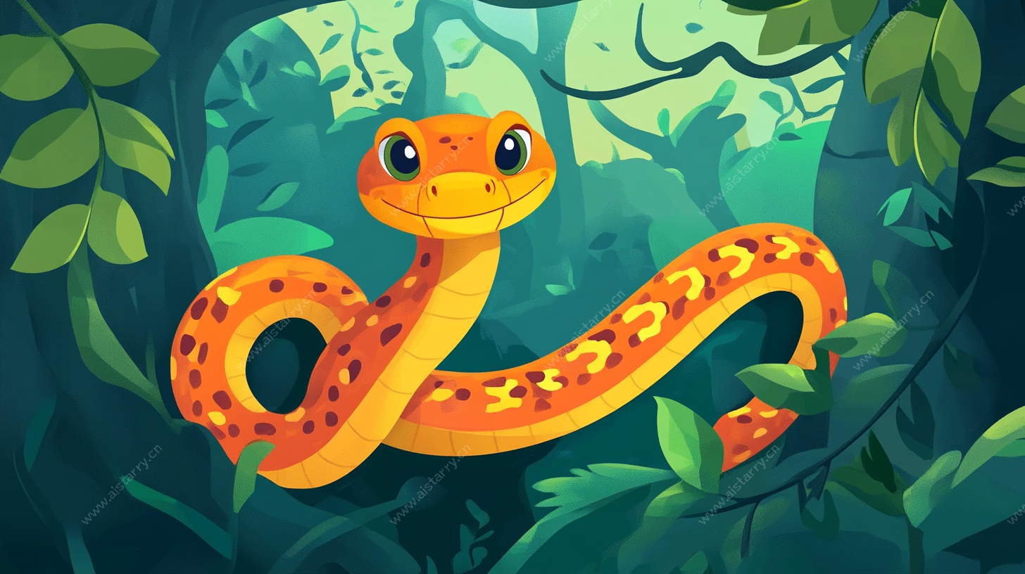 丛林中的可爱花斑蛇
