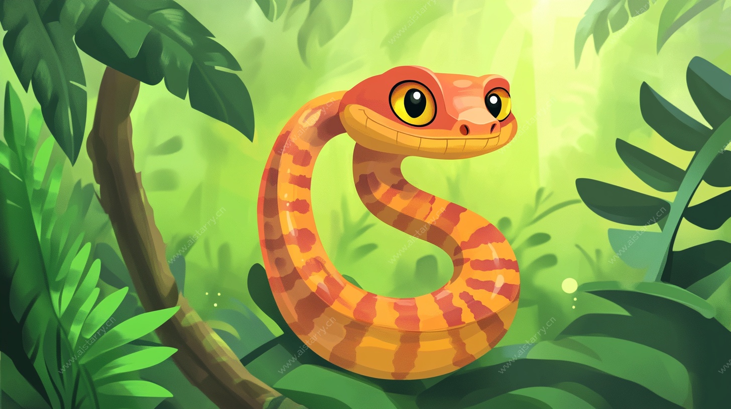 丛林中的可爱小蛇