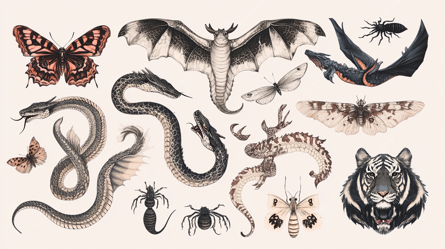 手绘动物昆虫插画集合