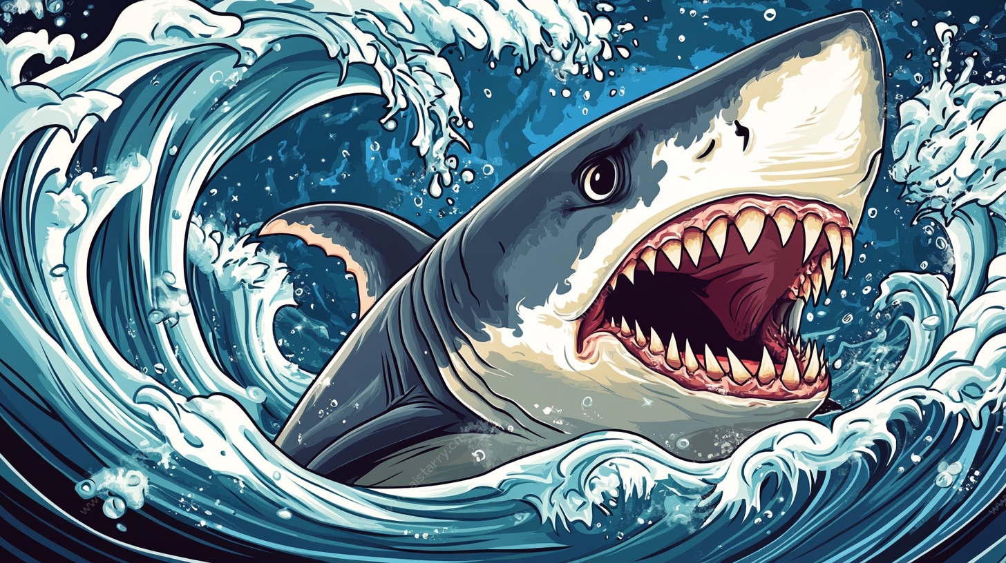 鲨鱼破浪图