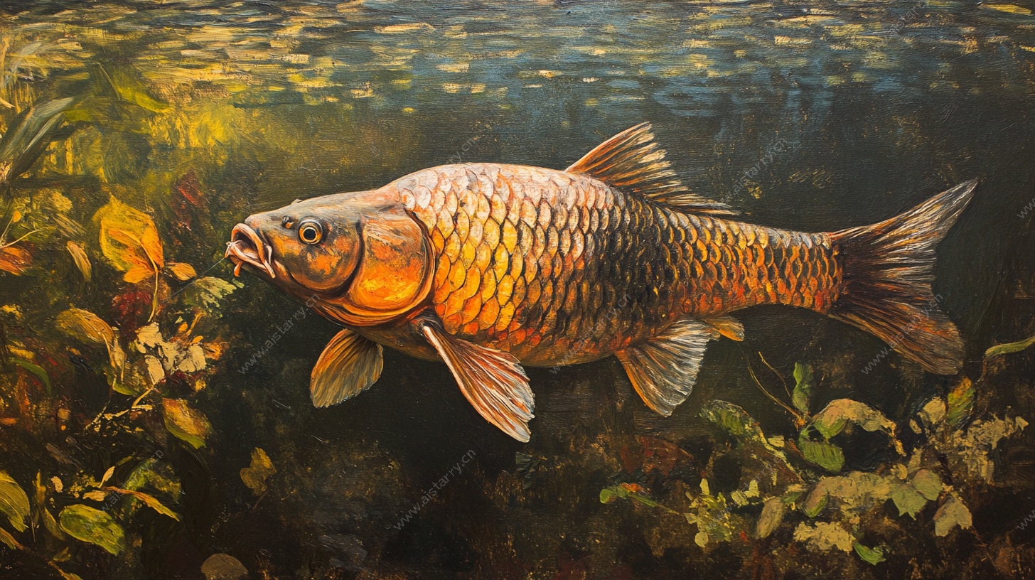 水中游弋的斑斓鲤鱼