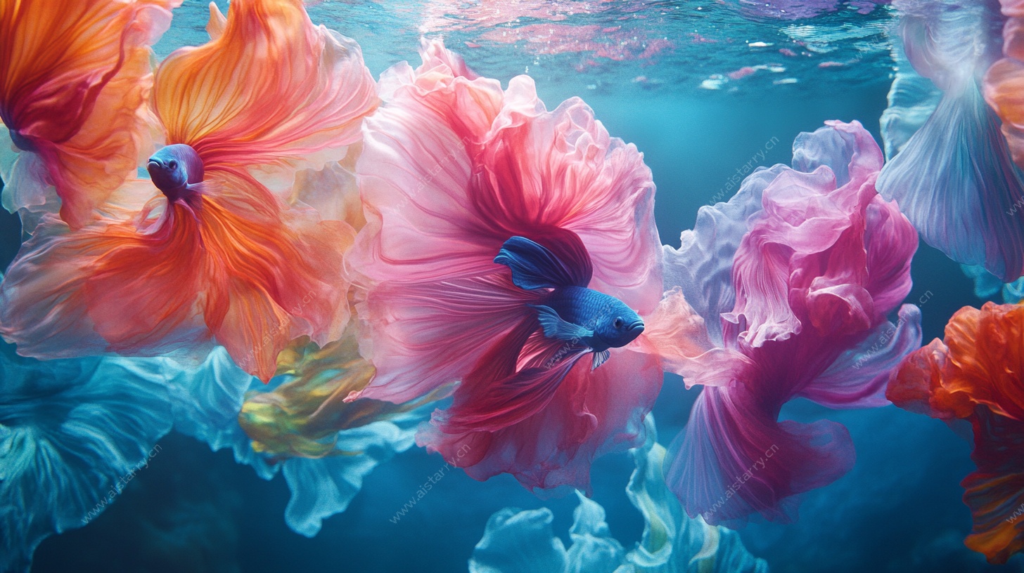 梦幻水中斗鱼绽放之景