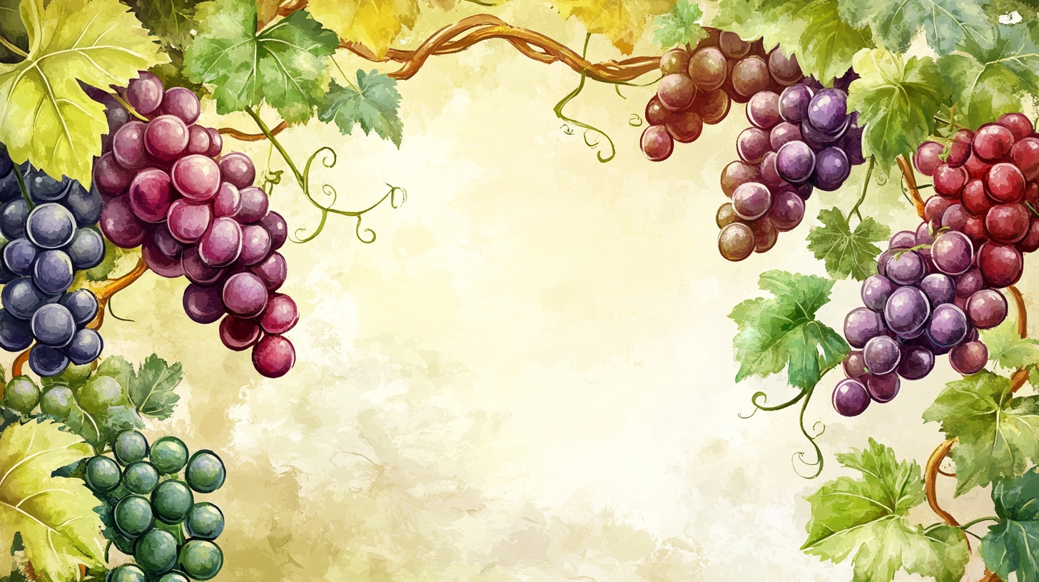 葡萄藤蔓水彩背景图