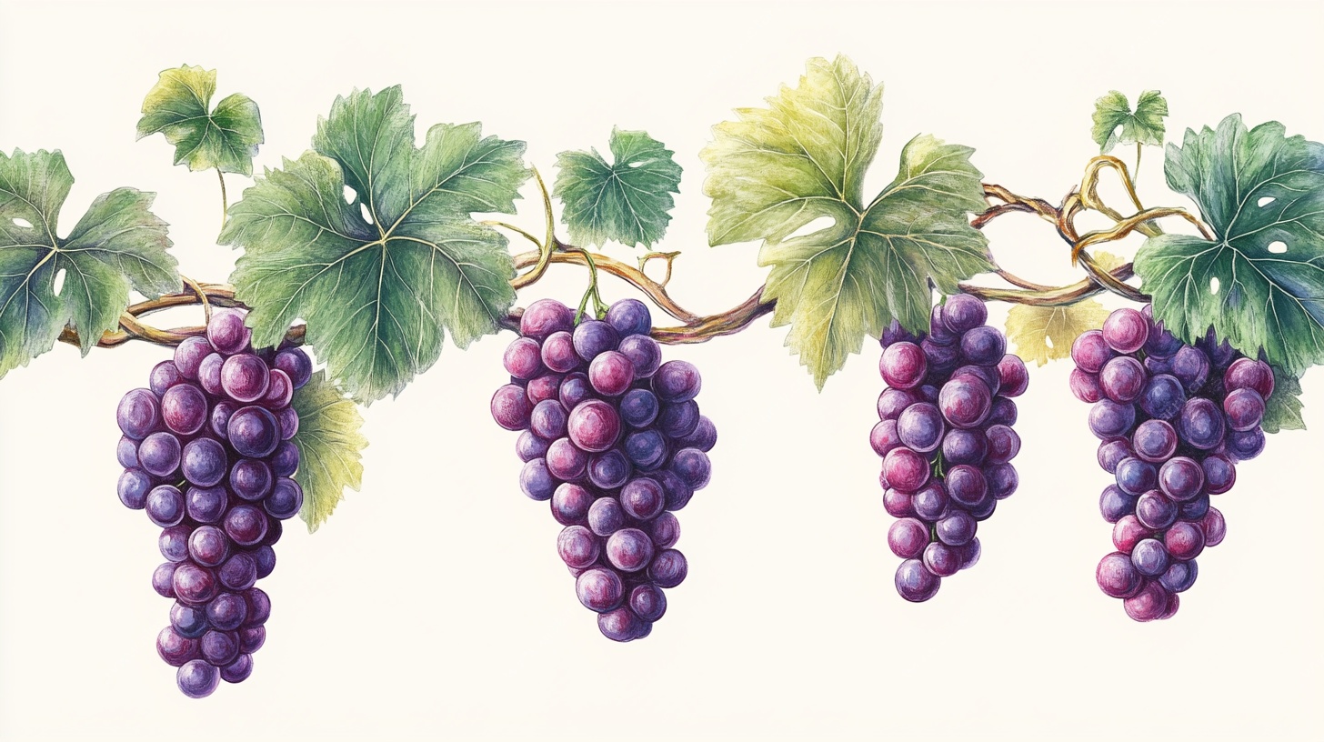 葡萄藤蔓水彩插画