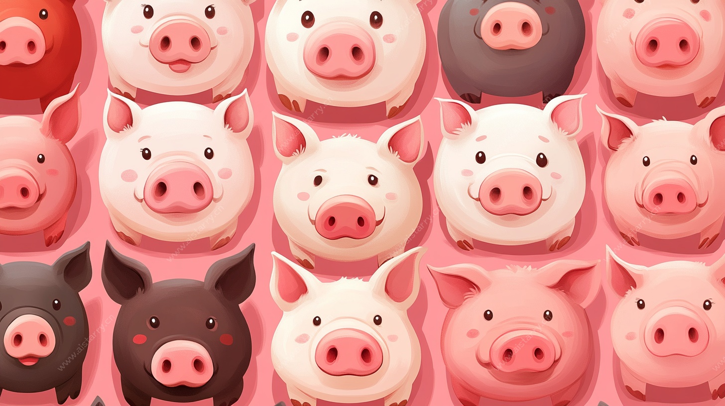 可爱小猪头像排列图案