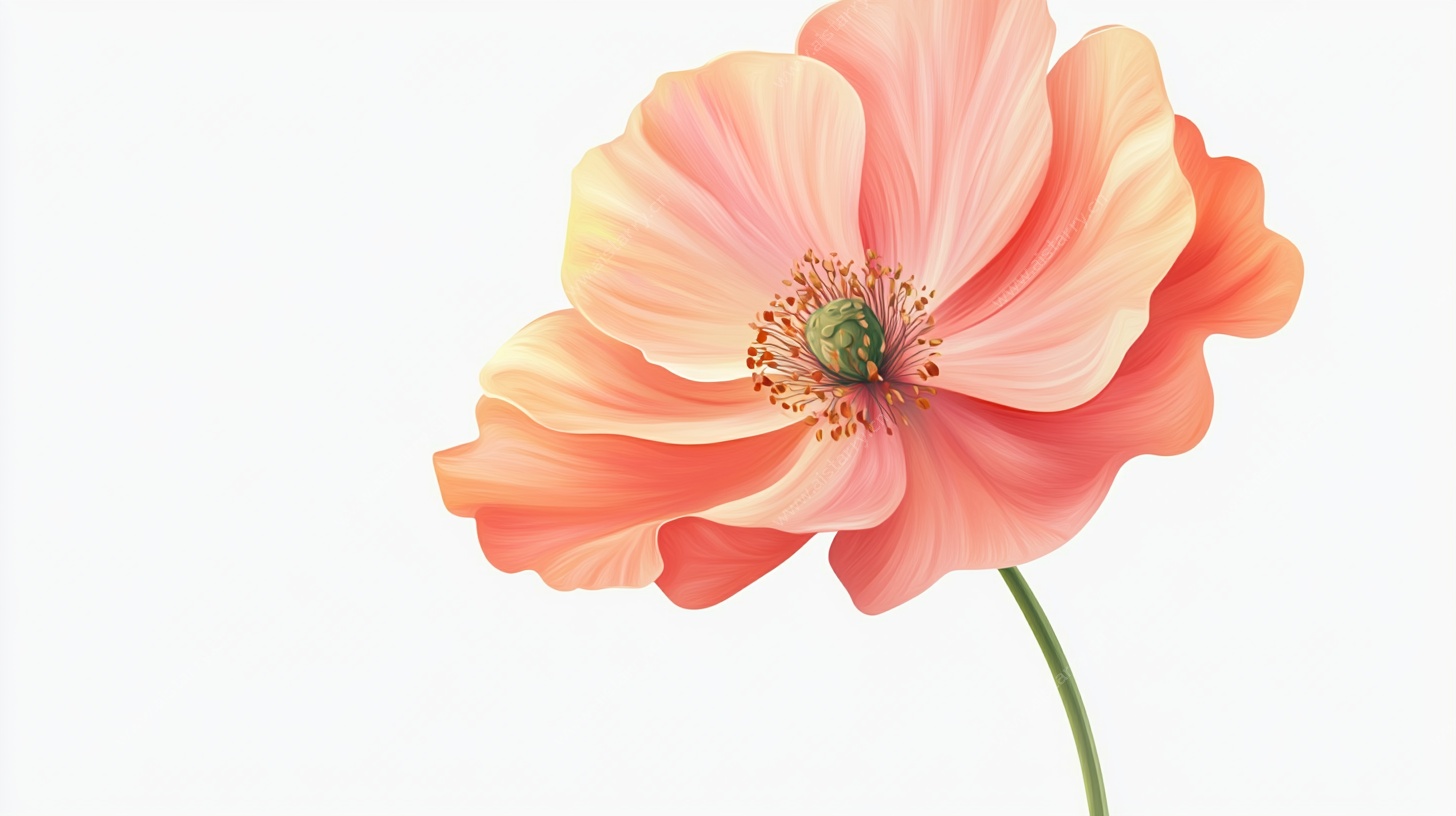 单朵粉橘色花朵特写