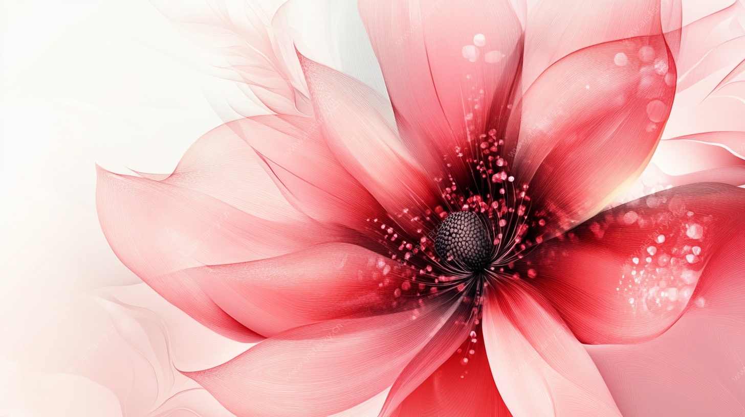 梦幻粉色花朵艺术插画