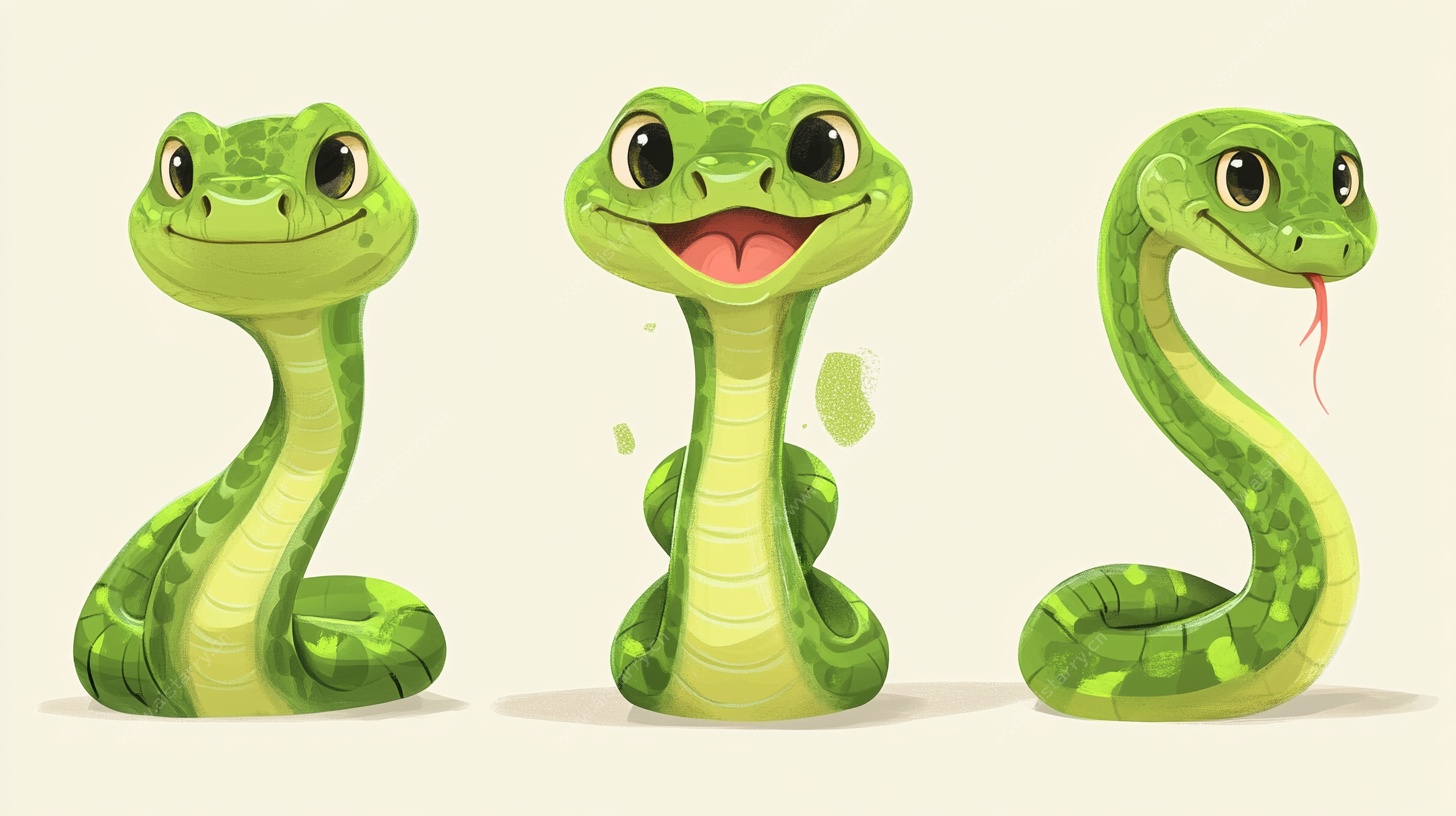 三只可爱卡通小蛇形象