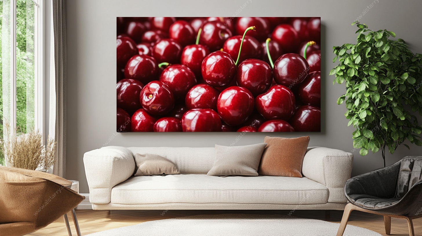 鲜红樱桃装饰画 点亮客厅