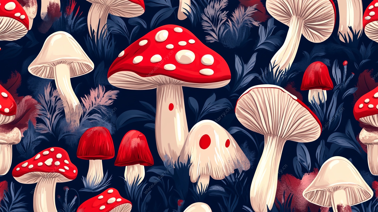 梦幻红蘑菇森林图案