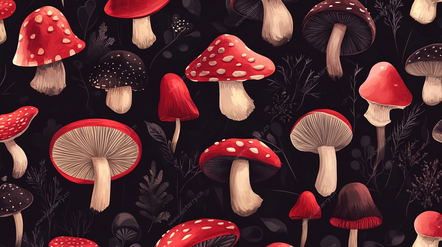 梦幻蘑菇森林图案背景