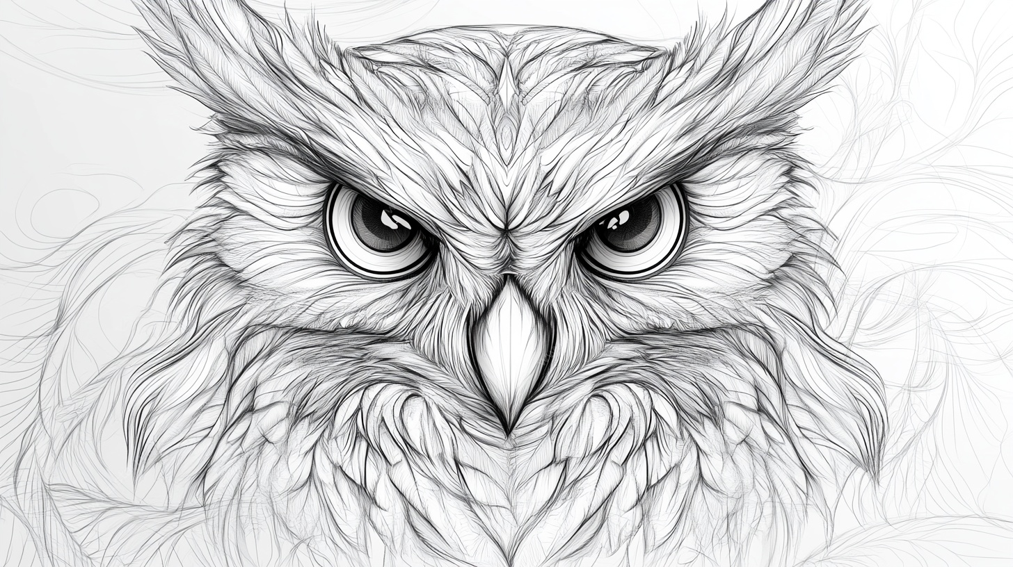 素描猫头鹰特写