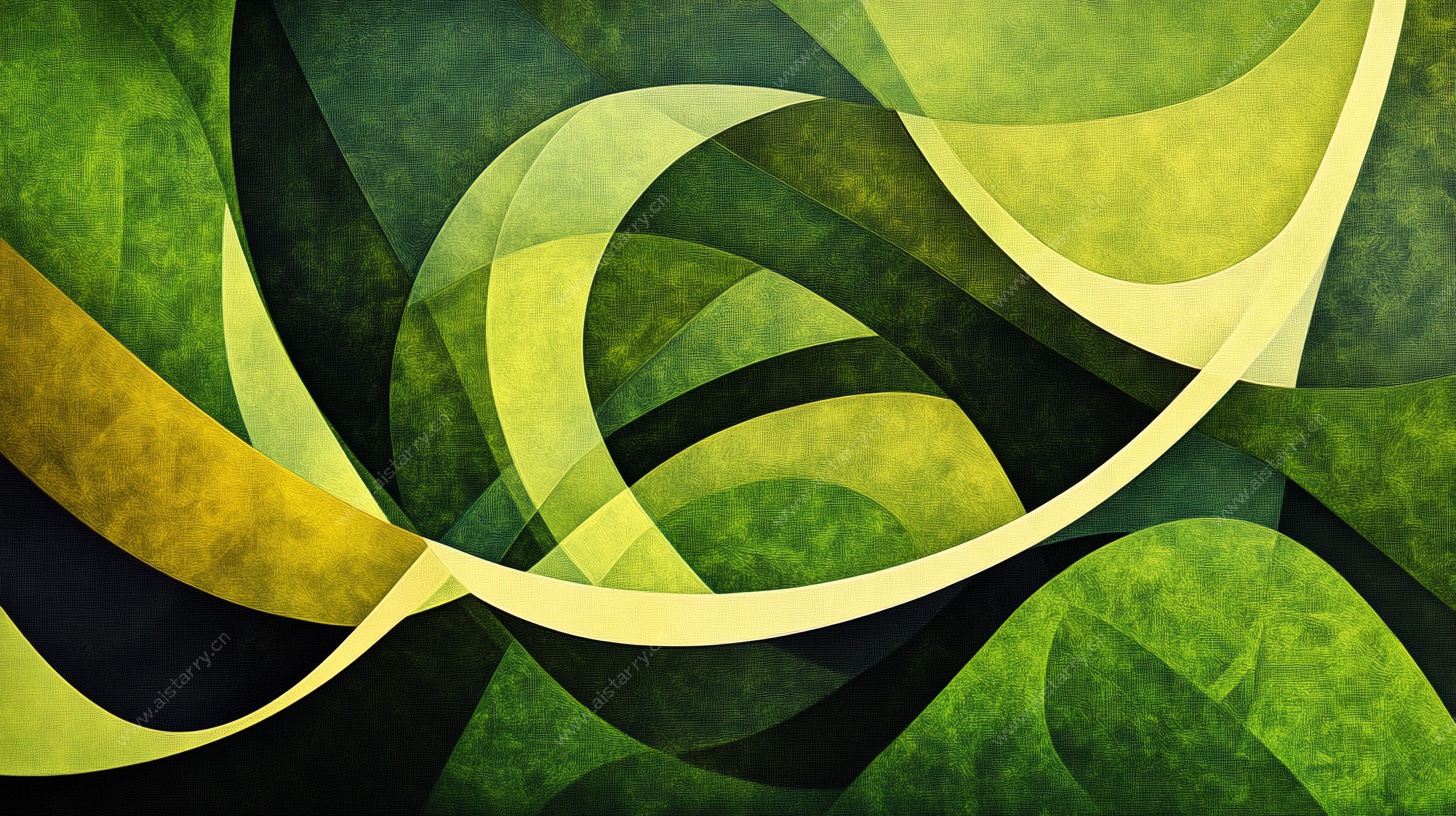 绿色动感抽象曲线图案