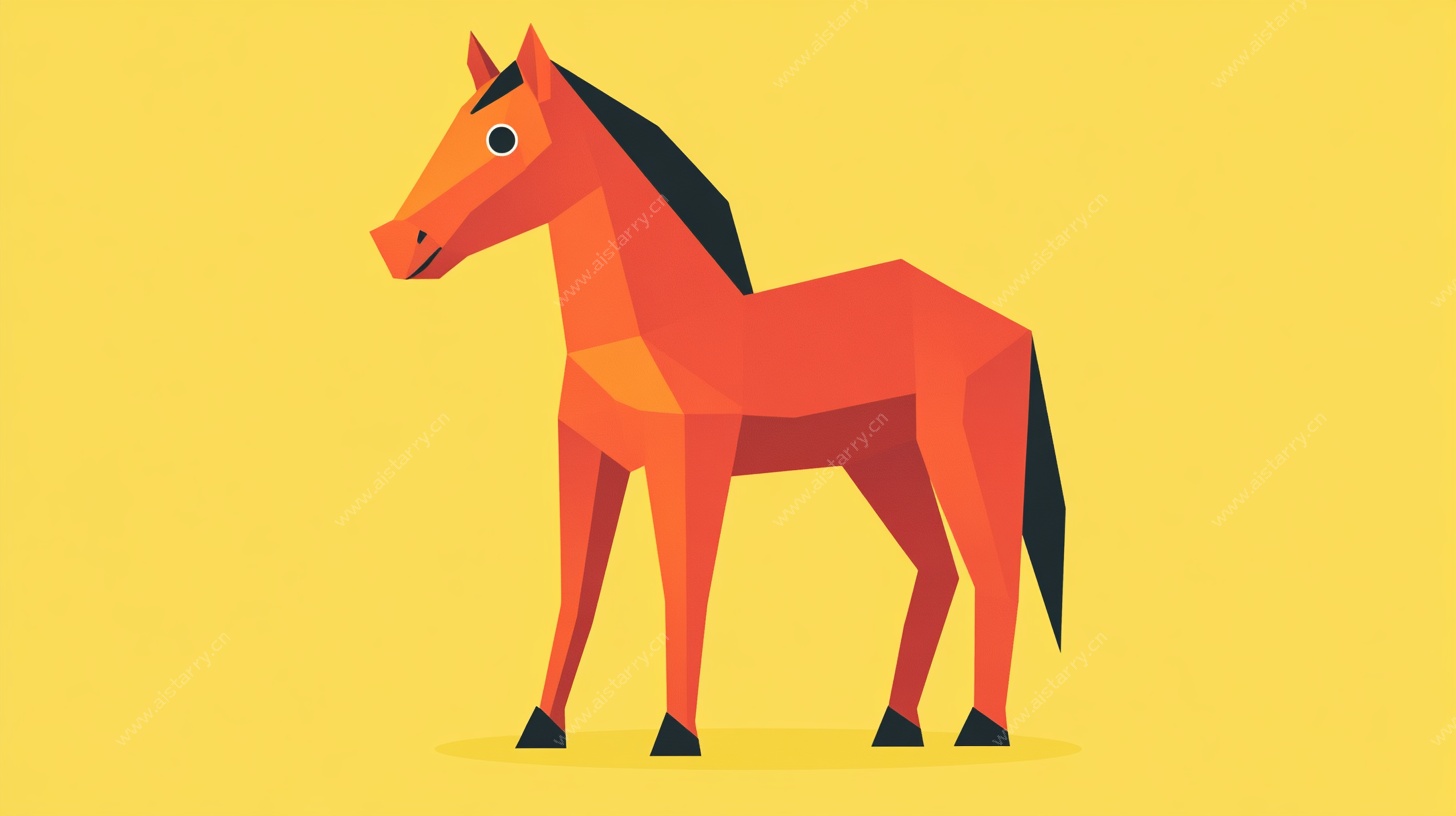 橙色几何风站立骏马插画