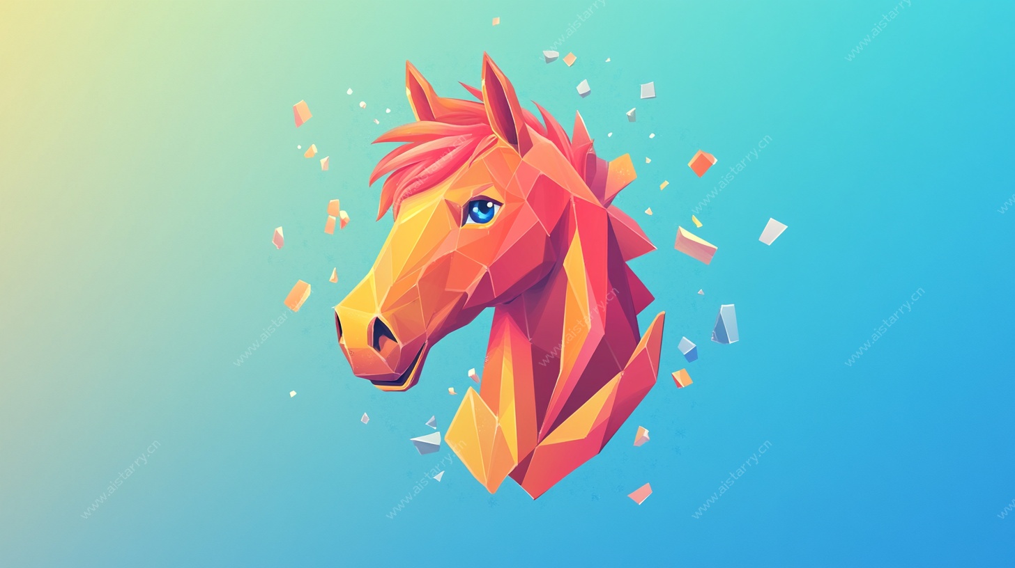 低多边形风格马头插画