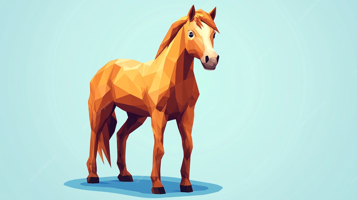 低多边形风格站立骏马图