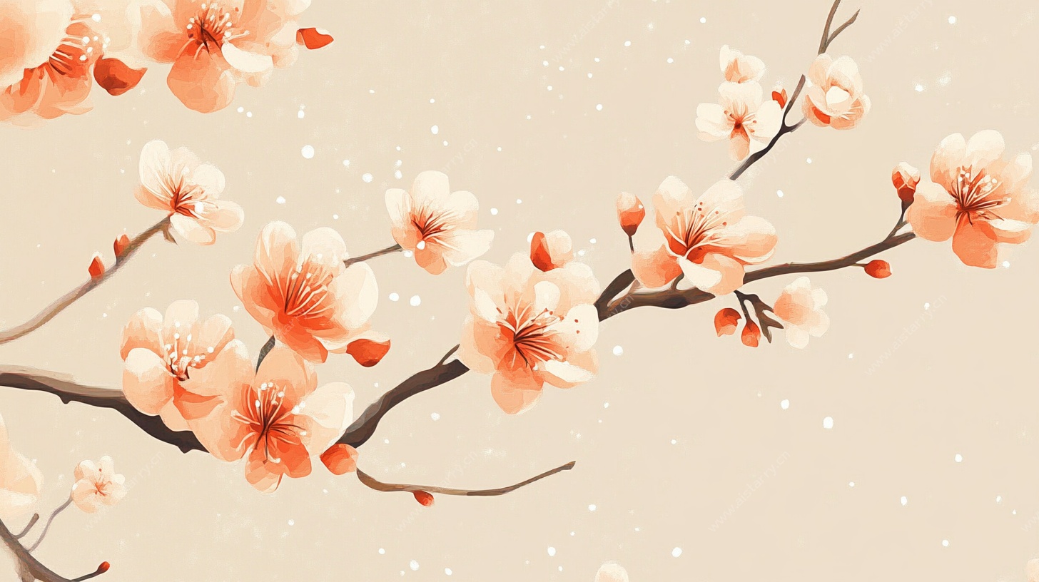 枝头桃花绽春景