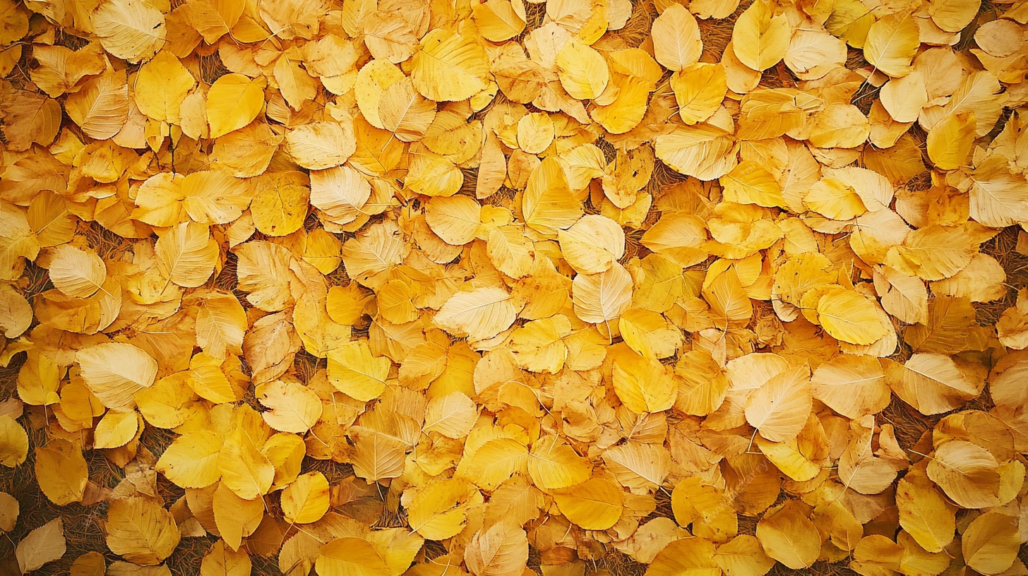 金黄落叶铺满地面景象