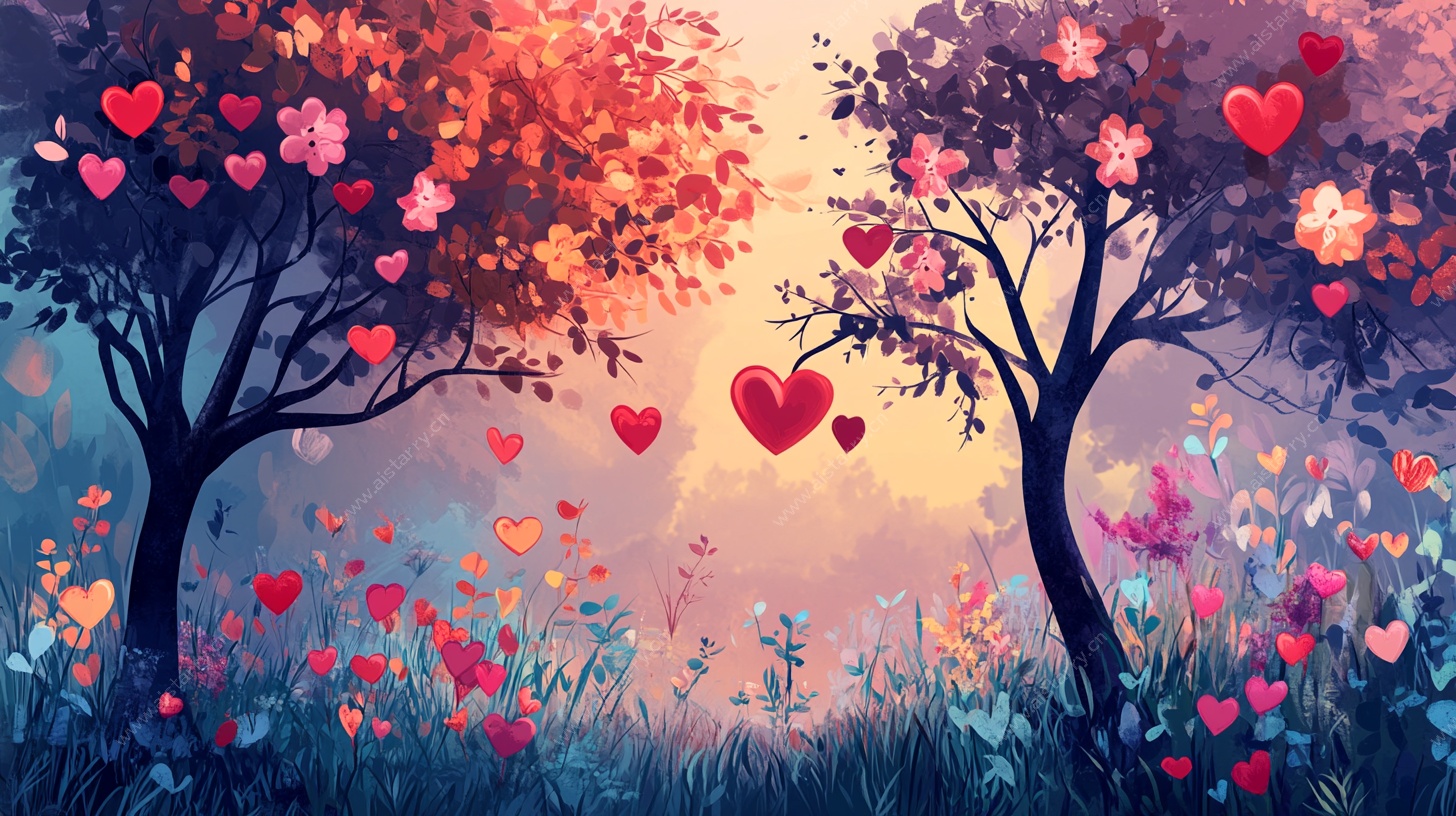 浪漫爱心森林景观