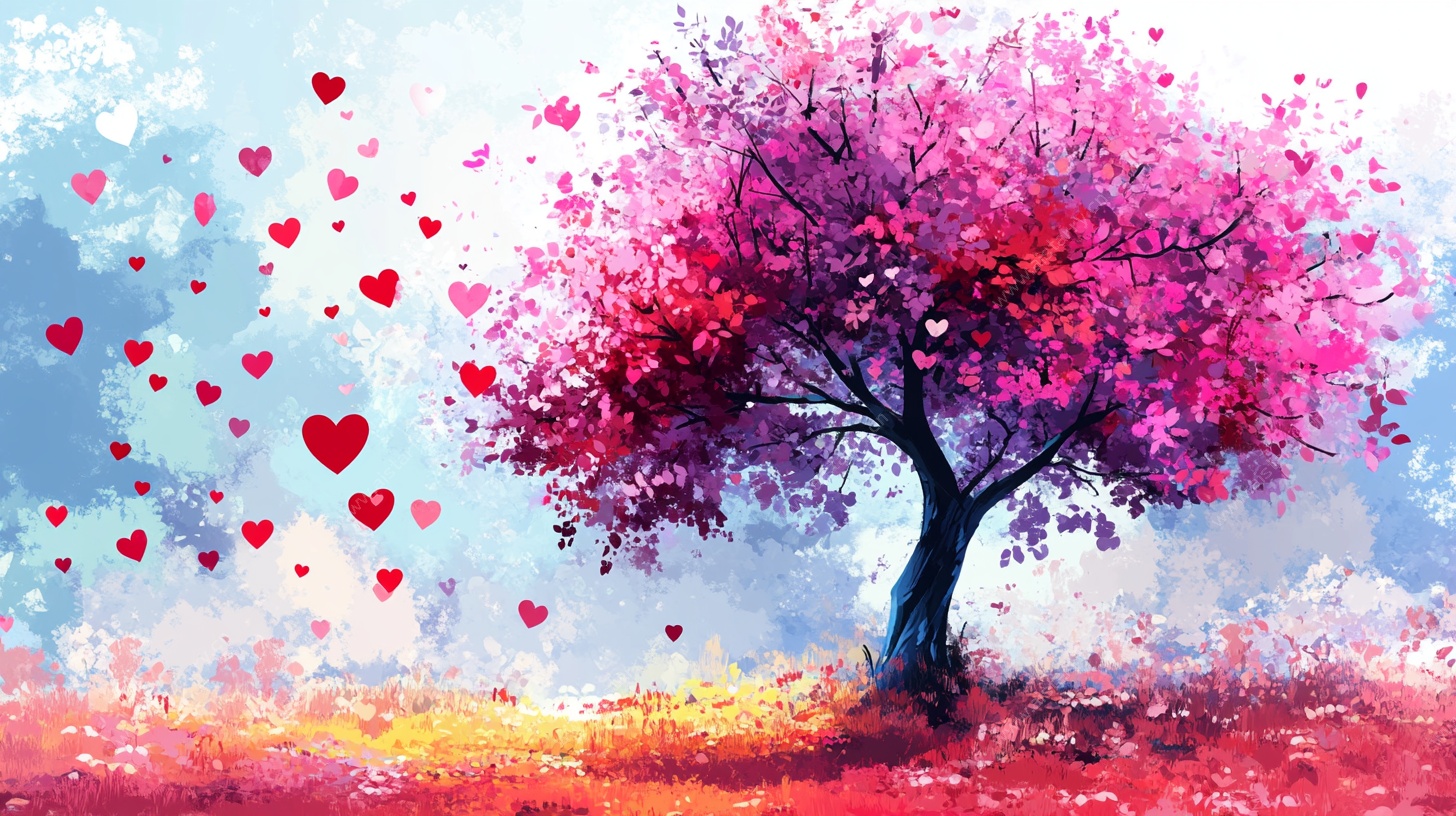 浪漫爱心树梦幻风景图