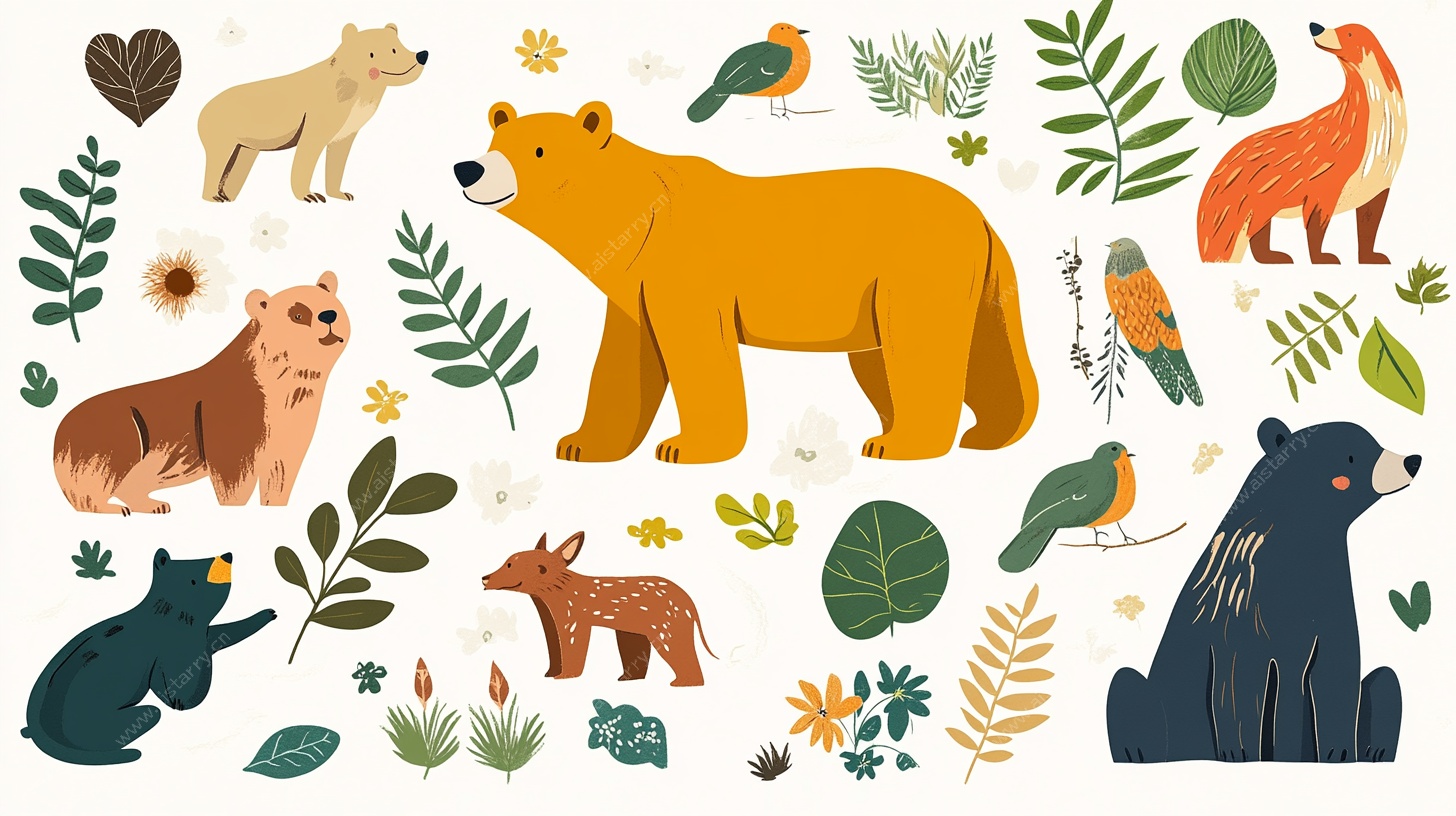 森林动物插画集合