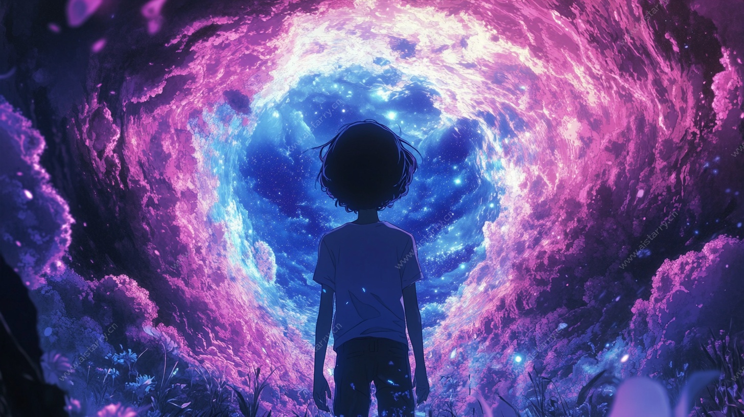 少年凝望梦幻星云