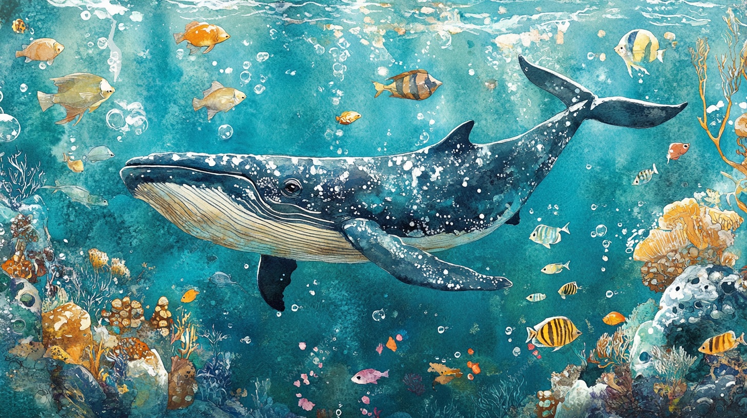 梦幻海底鲸鱼共舞图景